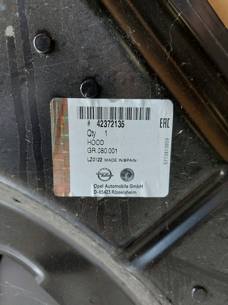 фото №12, Капот крышка двигателя opel mokka x 2012-2016 nowa оригинальная 42372135