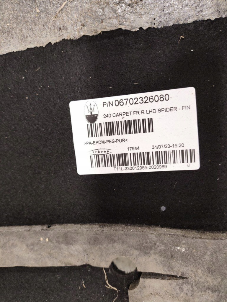 Килимок салону maserati gran turismo 670232608 2023 Зі Шроту