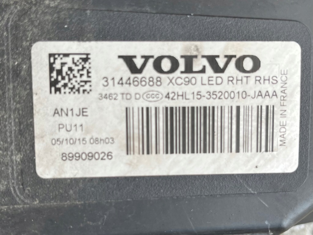 фото №7, Лампа правая передняя volvo xc90 комплектная