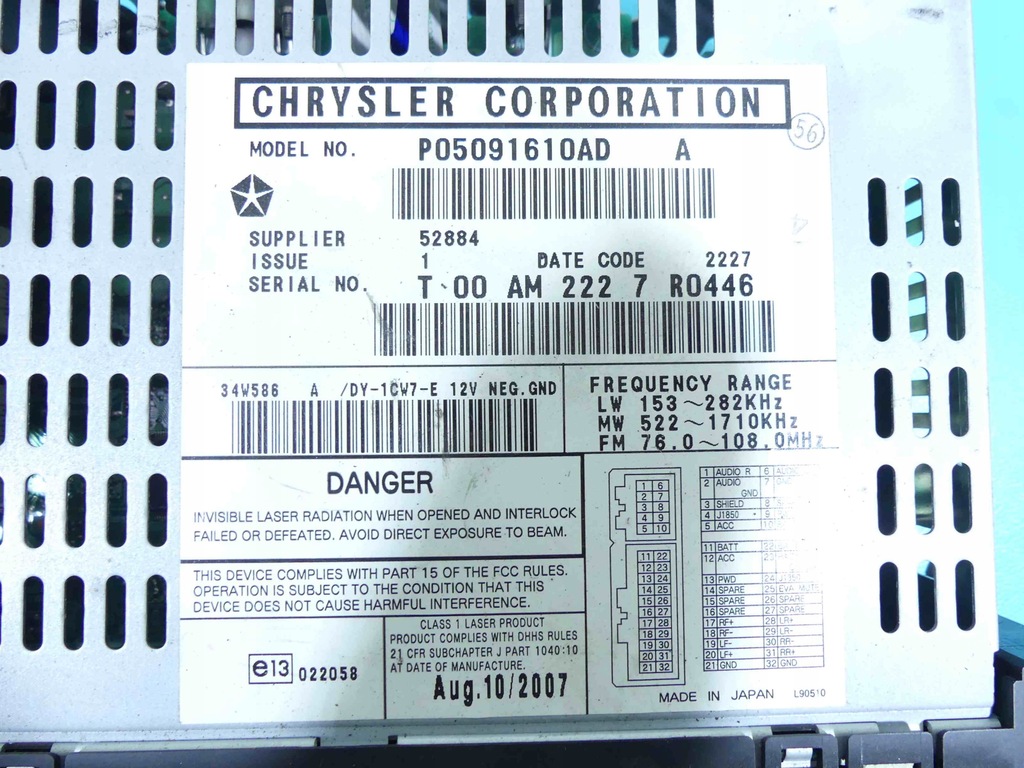 фото №5, Радио заводской chrysler voyager iv радиопроигрыватель
