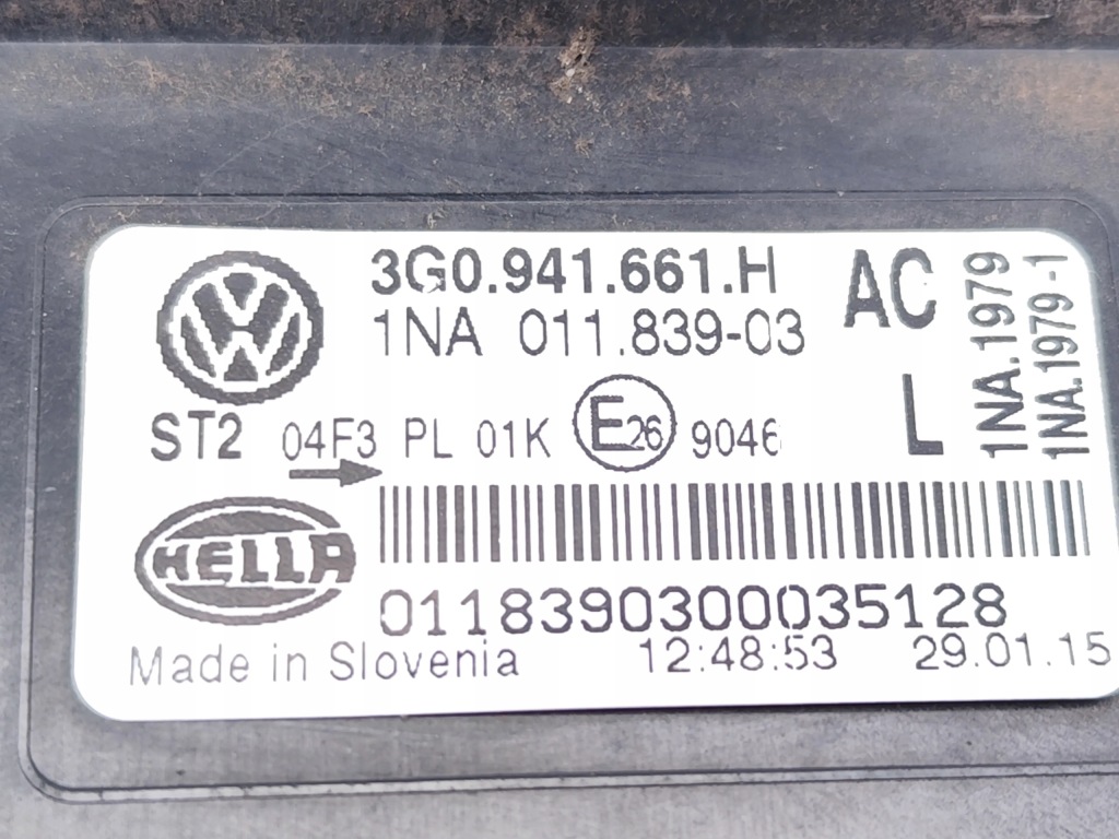 Vw passat світло протитуманні передні перед лівий 2015 estate 4/5dr Зі Шроту