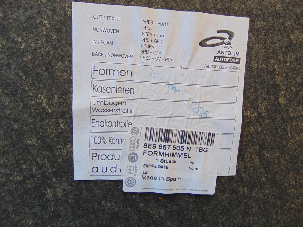 фото №7, Потолок audi a4 b6 b7 kombi avant soul s-line czarna люк