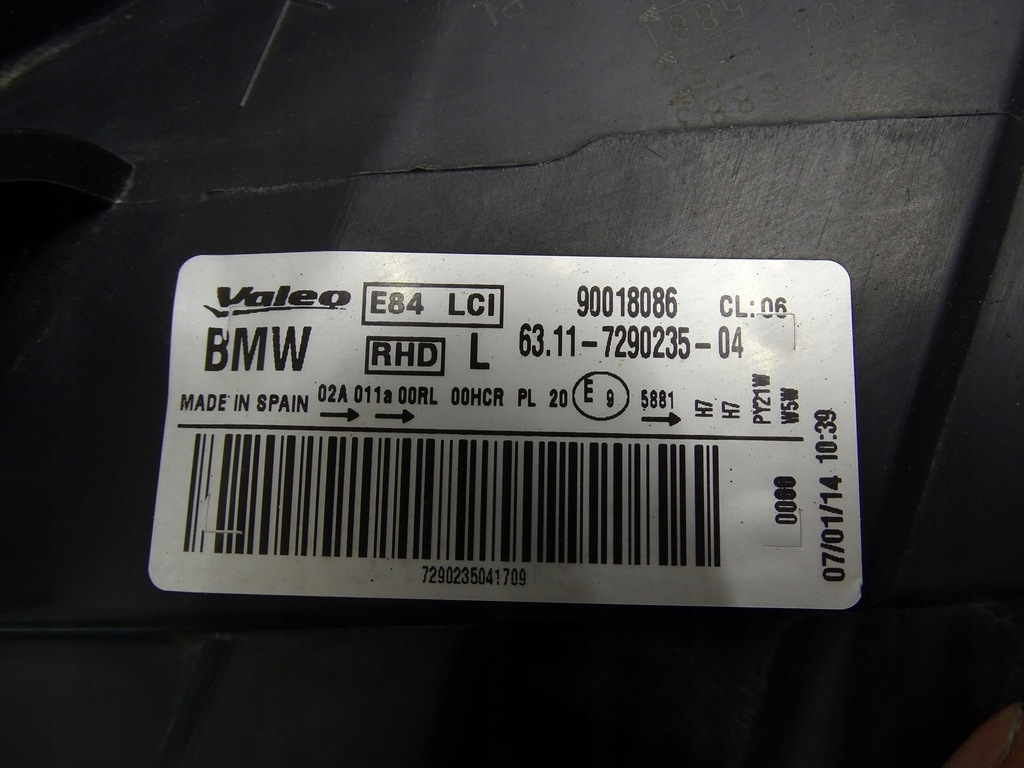 фото №11, Лампа левый перед левая передняя 7290235 bmw x1 e84 uk