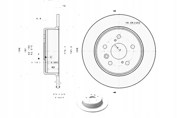 фото №1, Brembo гальмівні диски гальмівні 2szt lexus rx 300 awd mcu