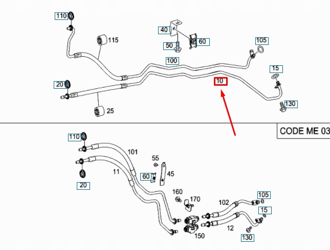 Шланг выпускной радиатора масла коробки передач mb ml w164 a1645005072 Киев