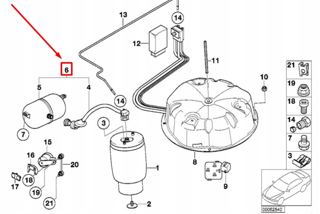 Bmw 5 e39 задній ліве акумулятор тисковий 3712 новий оригінальний 6752287 Київ