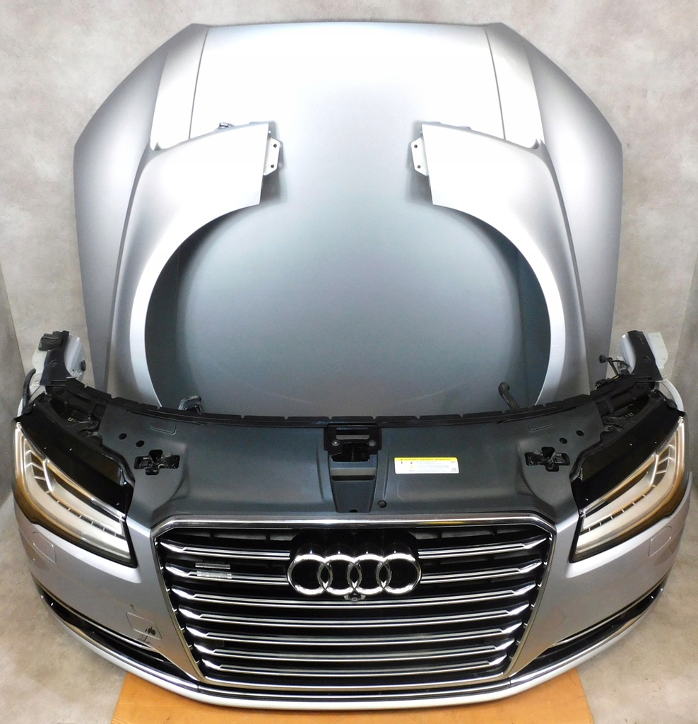 фото №8, Audi a8 d4 4h lift kompletny перед бампер лампы капот pas серебристый matrix