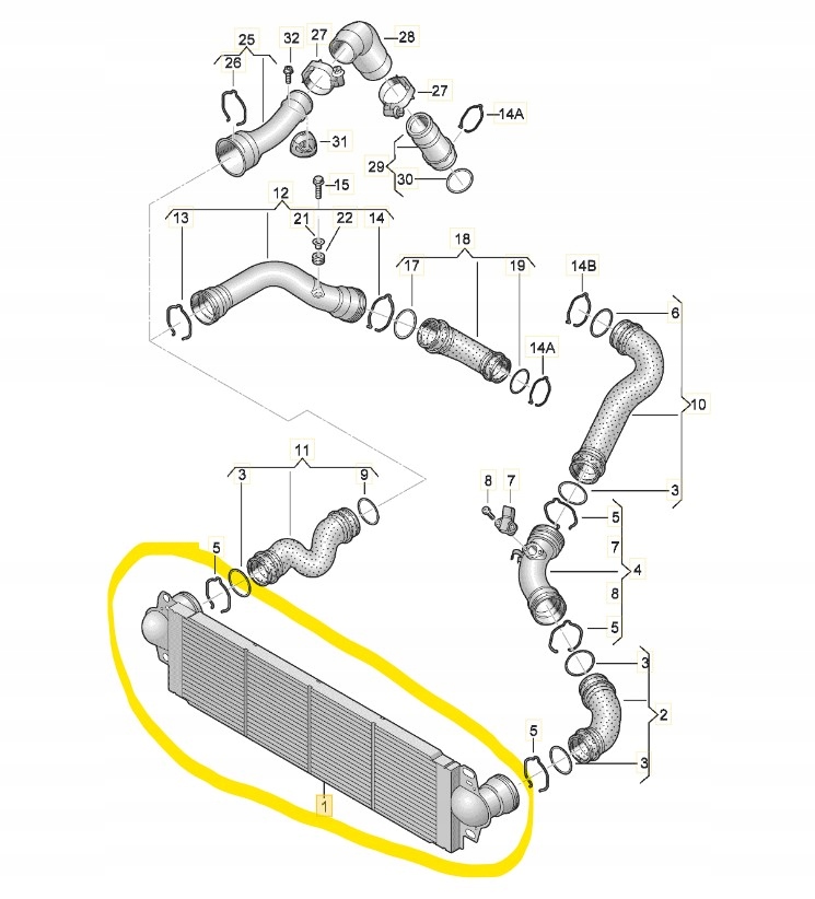 Радиатор интеркулер vw transporter t5 2,0 tdi Доставка
