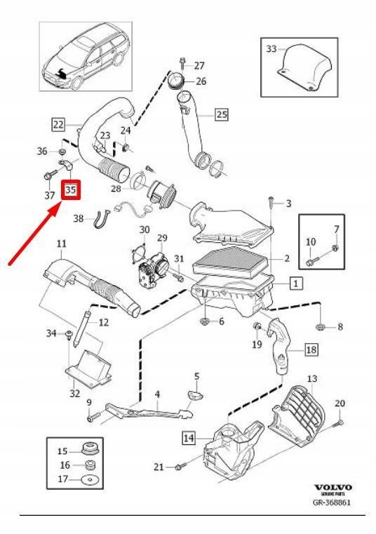 фото №8, Кронштейн корпус дросель oczyszczacza повітря volvo c30 оригінальний