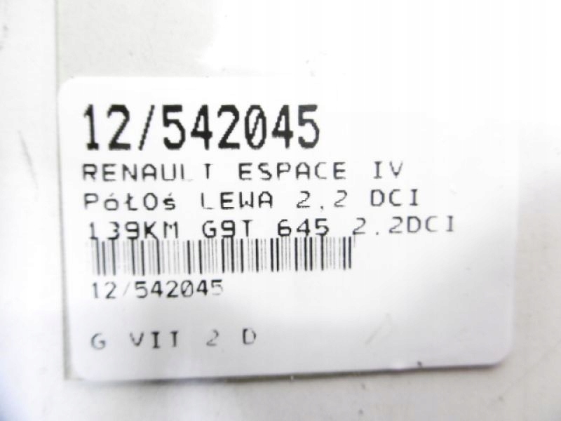 фото №5, Espace iv приводной вал левая 2,2dci 8200226057