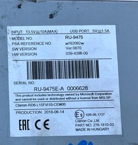 фото №2, Радіо ru-9475e-a citroen c3 iii