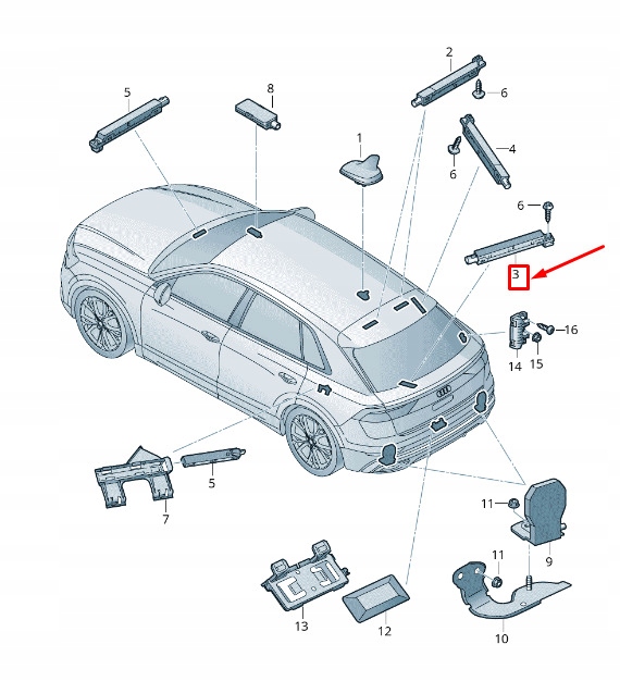 фото №1, Audi q8 4mn rear upper центральный антенна усилитель 4m8035225l original