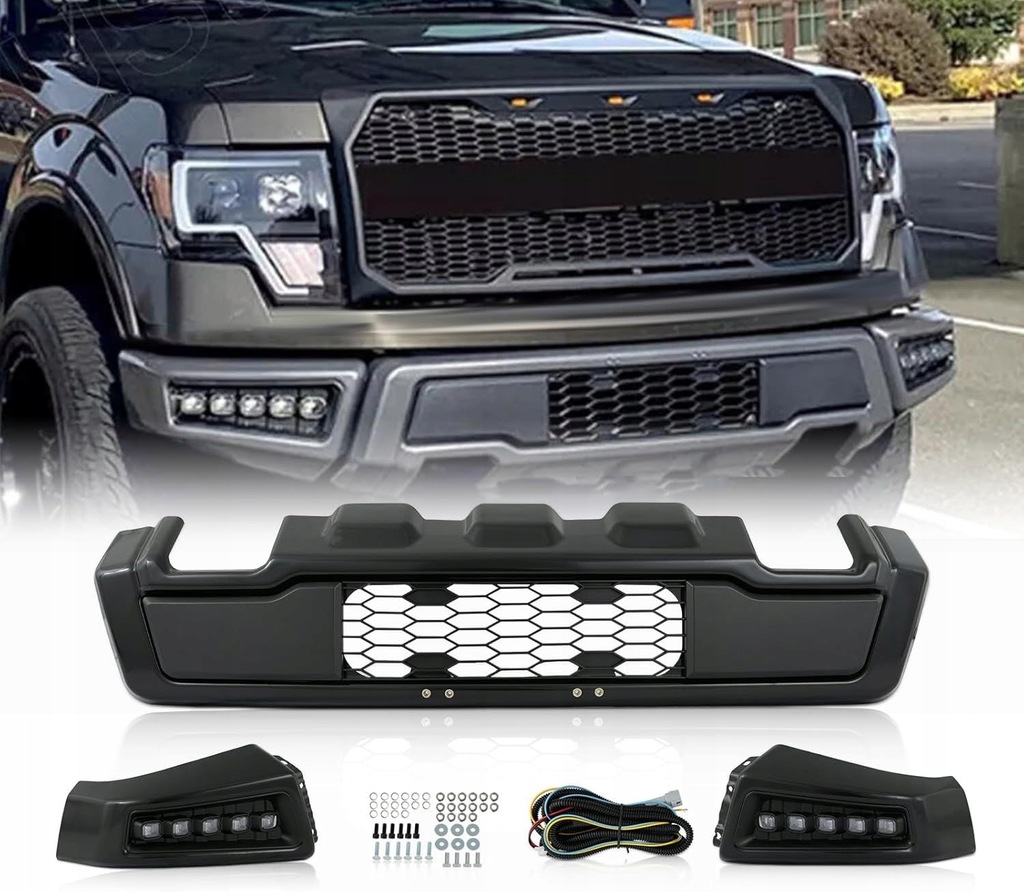 фото №1, Бампер передний - стиль raptor + освещение led ford f-150 f150 2009-2014