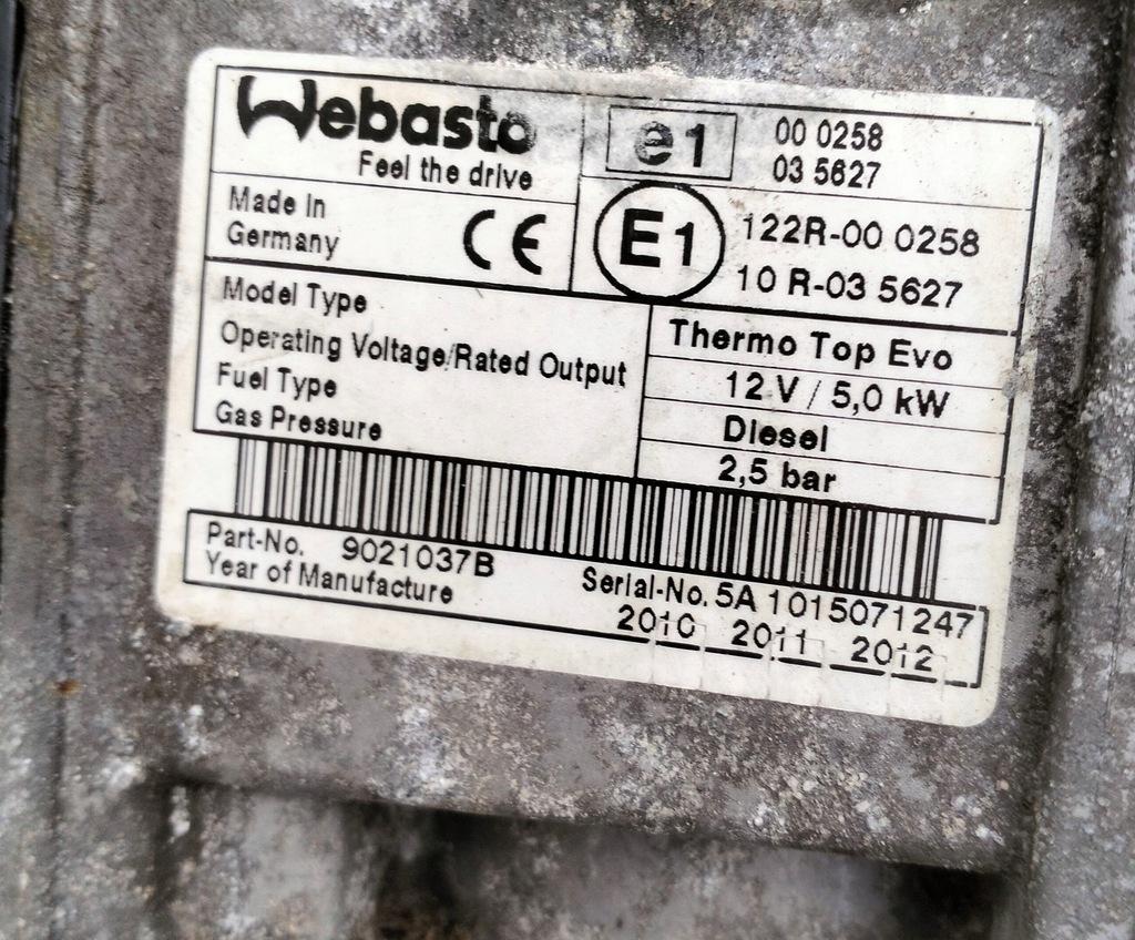 фото №14, Обігрівач стояночний webasto thermo top citroen c5 iii x7 дизель 9021037b