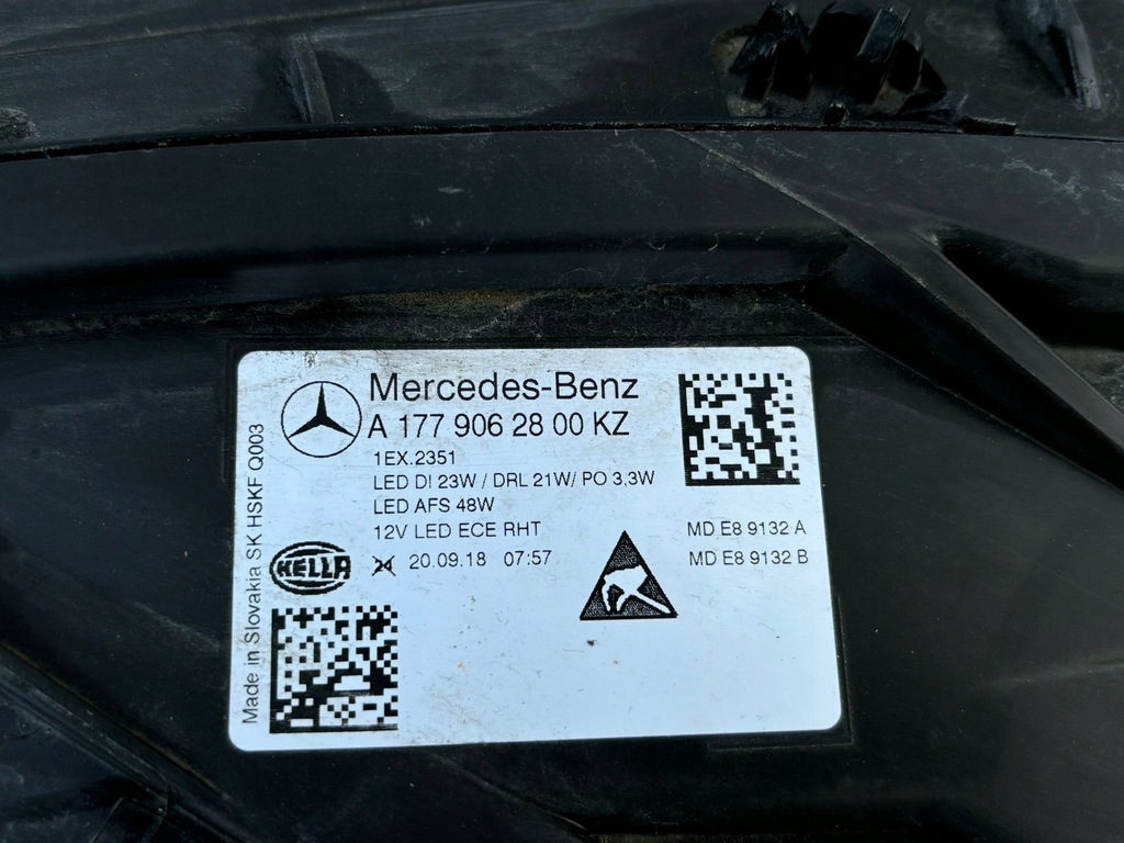 фото №8, Mercedes a-klasa w177 лампа перед левая правая лампы a1779062800 a1779062700