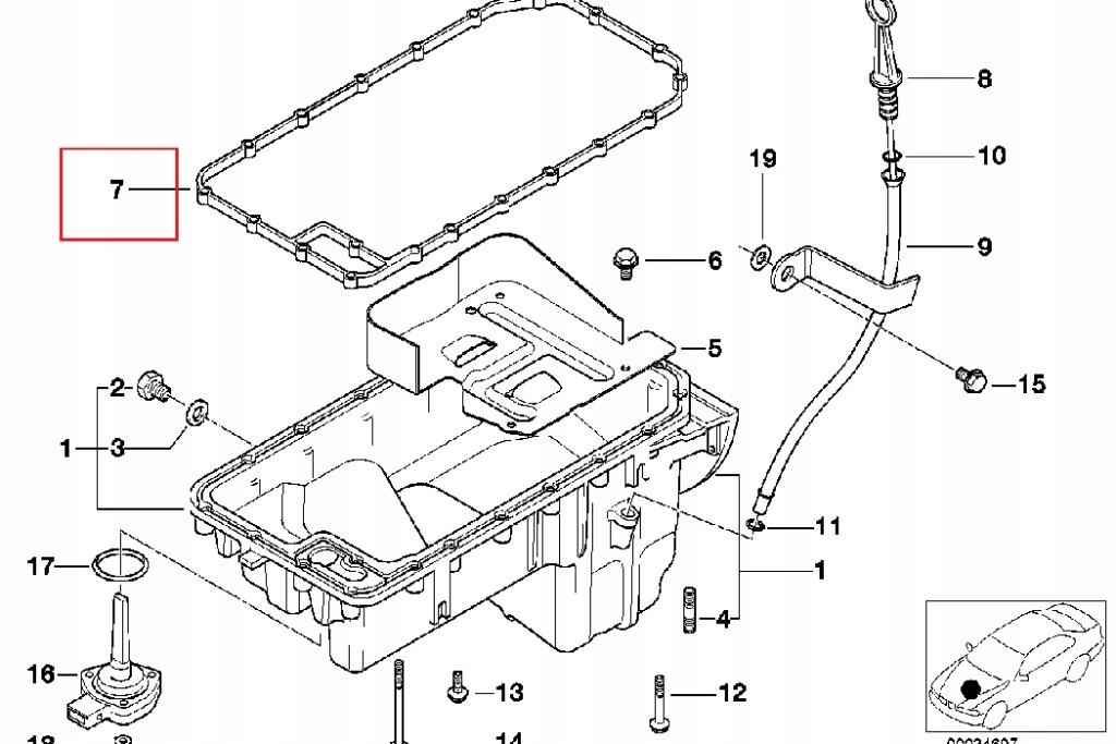 Прокладка картера масляный двигателя bmw 3 e36 1.6i 11131432109 nowa оригинальная с Разборки
