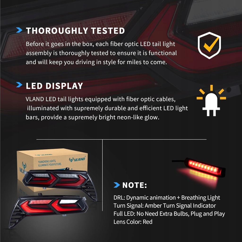 фото №14, Chevrolet corvette c7 2014-2019 лампа лампи задня комплект europa led vland