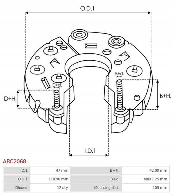 фото №3, Диодный мост диодный генератора arc2068