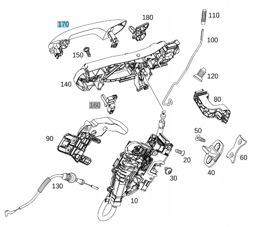 Купити Ручка задній w205 mercedes ліва obsidian black