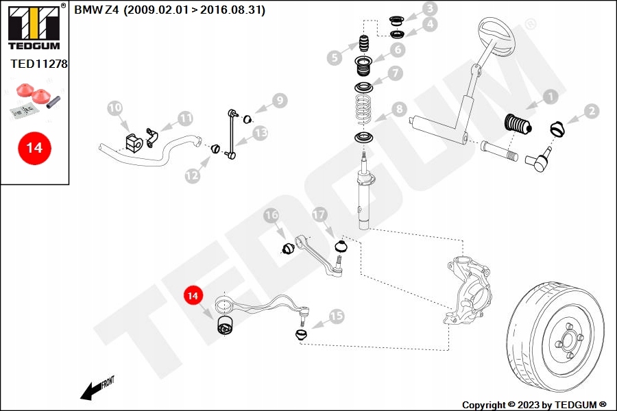 Ted11278/ted полиуретан - втулка рычага передний g tedgum Оригинал