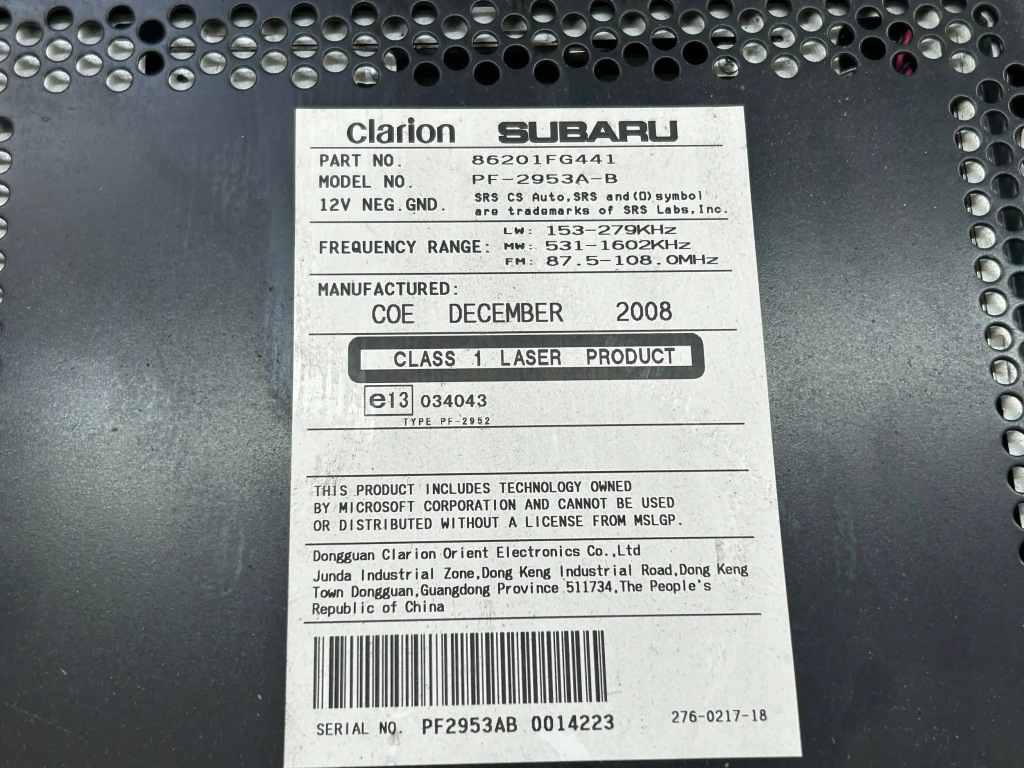 фото №4, Радио радиопроигрыватель считыватель cd subaru impreza gh iii 86201fg441