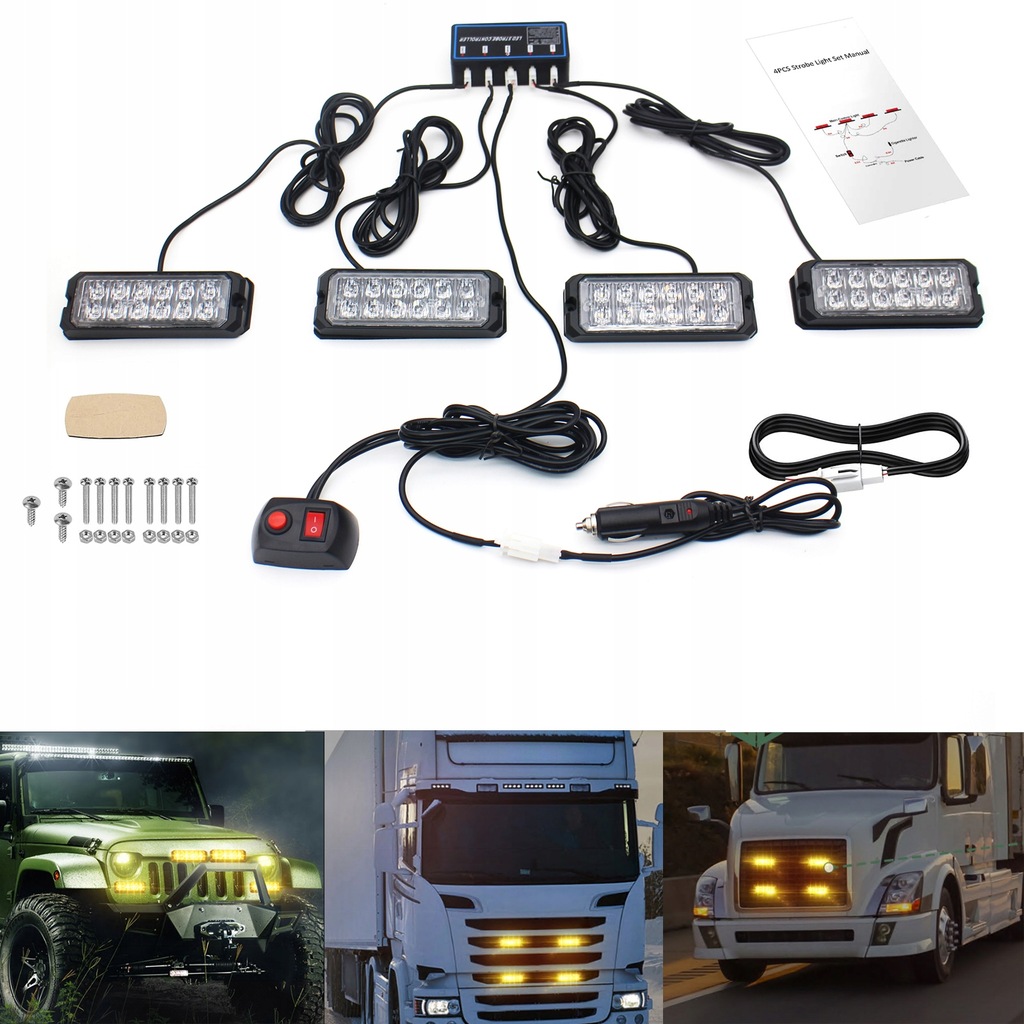 фото №13, Лампы предупредительные led эвакуатор pomoc stroboskopy kogut do решётка pomaraćzowe