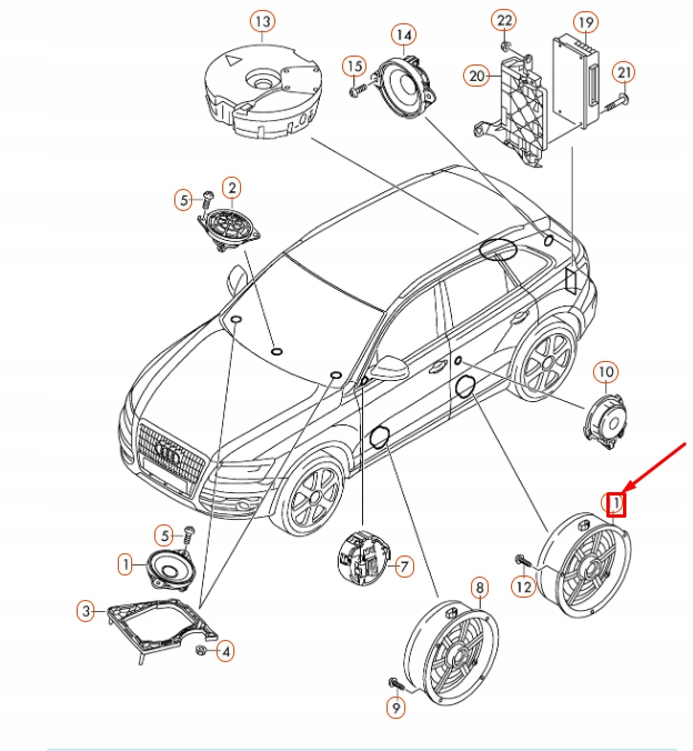 фото №7, Audi q5 8r задні двері динамік басовий середньочастотний 8r0035411a оригінальний