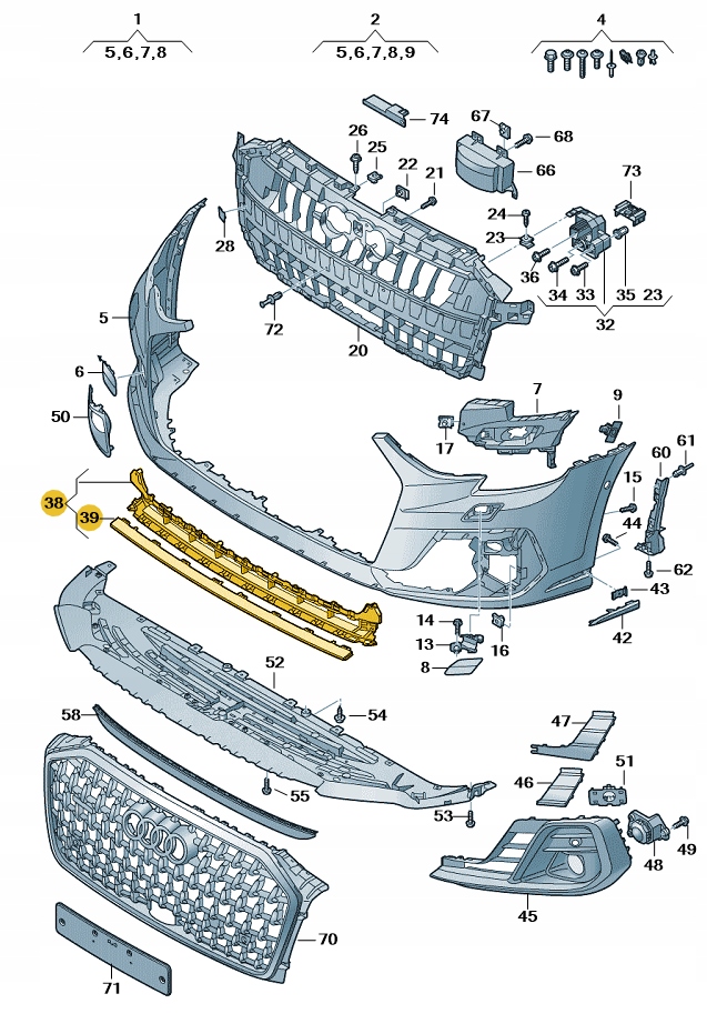 фото №1, Нижняя средняя решётка бампера перед audi a8 d5 aso оригинал nowa