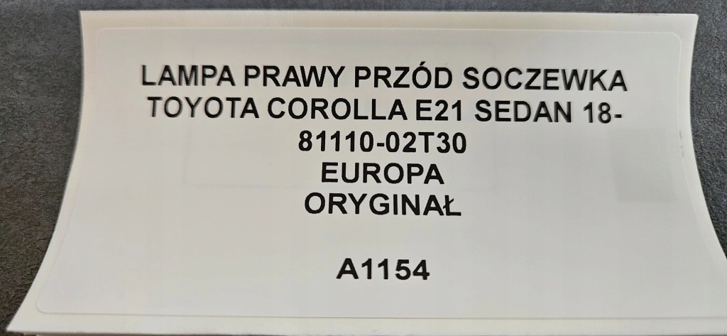 фото №9, Лампа правый перед линза toyota corolla e21 sedan 18- 81110-02t30