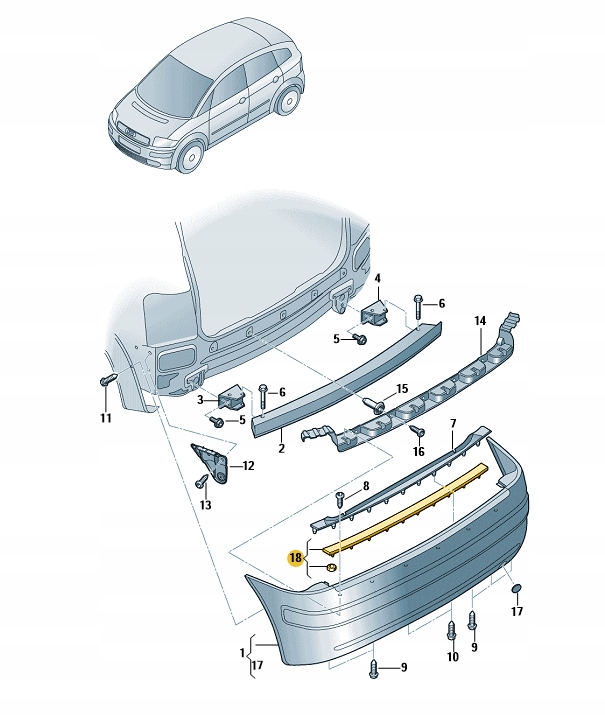 фото №1, Nowa oryg молдинг накладка бампера хром audi a2 8z0807443