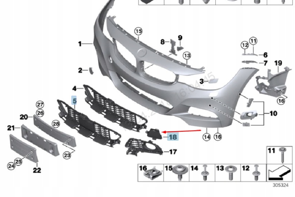 фото №7, Bmw 3 gt f34 передний бампер m sport левая защита решетка 51118057199