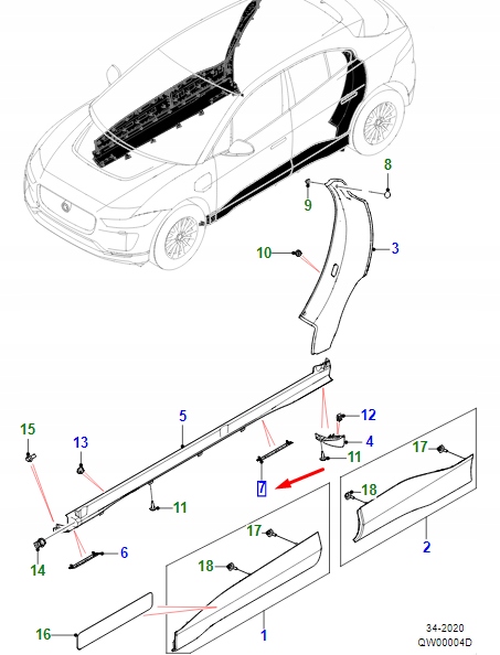 фото №1, Jaguar i-pace x590 rear left сторона cover t4k2030 original