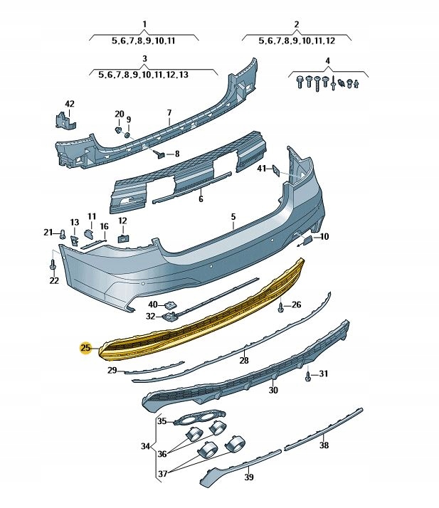 Купити Спойлер нижній бампер задня audi a7 c8 sline