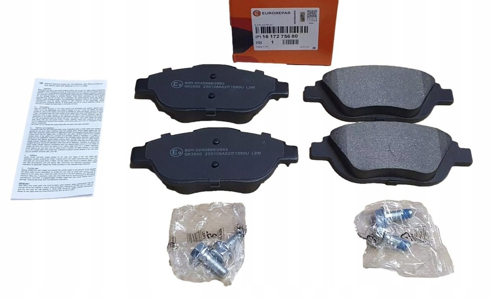 фото №1, Гальмівні колодки гальмівні перед citroen peugeot 1617275680 eurorepar