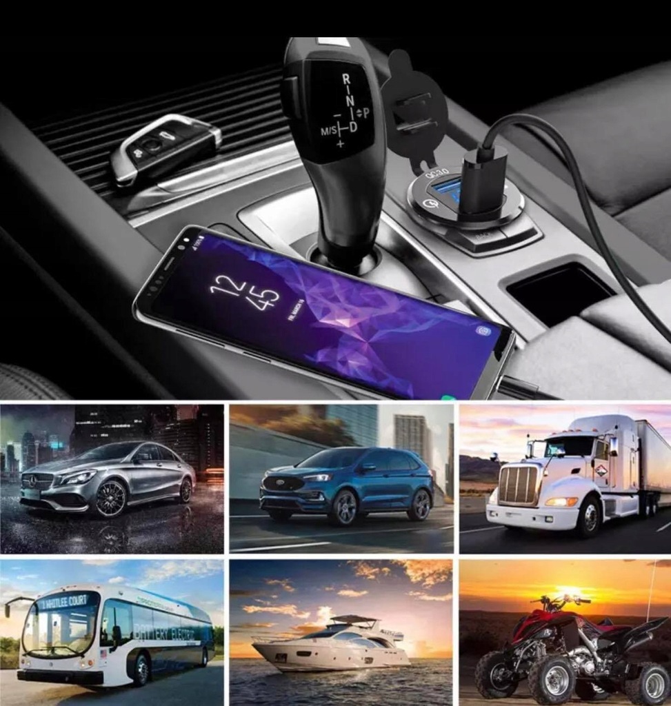 фото №16, Зарядний пристрій woltomierz панель мотоцикл 2xusb qc3.0 швидкі заряджання