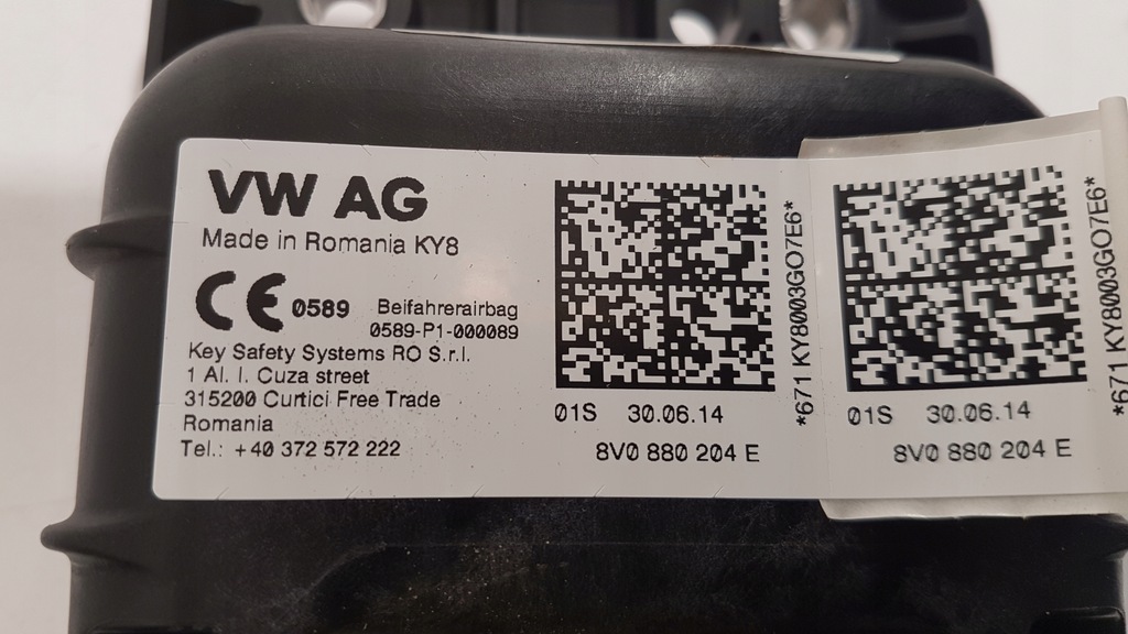 фото №5, Audi a3 8v golf vii подушка подушка безопасности пассажира 8v0880204e orginal