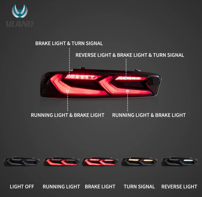 фото №7, Chevrolet camaro 2016- лампа лампи задня led kpl vland тоновані +задній хід 6pin