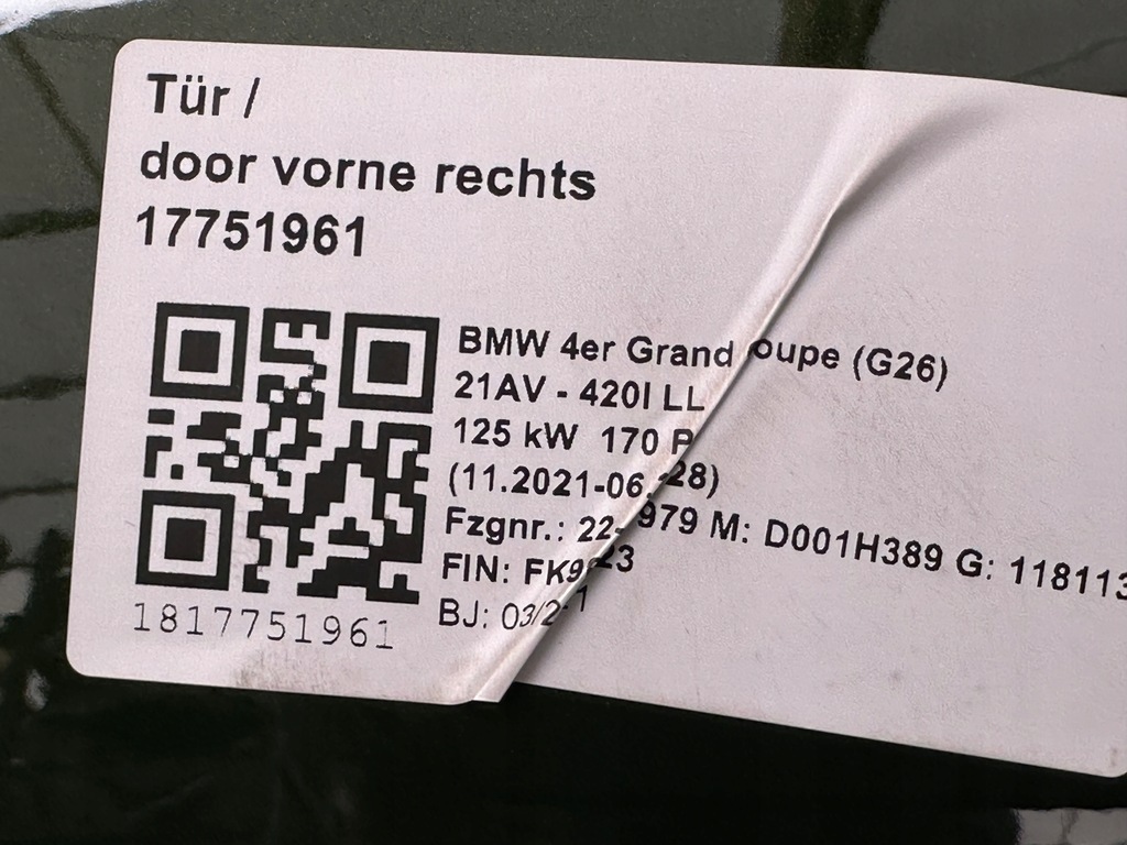 фото №8, Bmw 4 g26 i4 дверь правая сторона комплект c4e