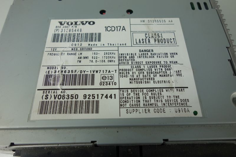 фото №2, Volvo v50 lift s40 ii радіо 31285448 привід cd