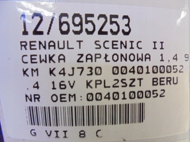 фото №7, Renault scenic ii катушка зажигания 1,4 98km 16v k4j730 0040100052