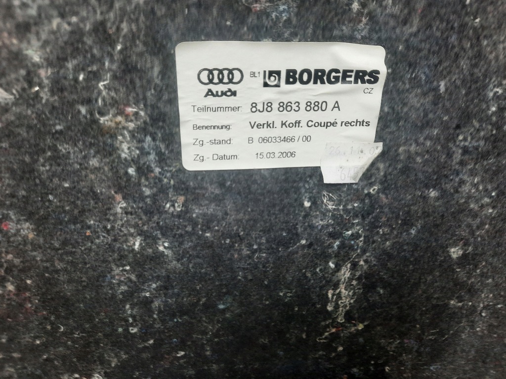 фото №6, Обшивка багажника правый audi tt ttrs 8j8863880a