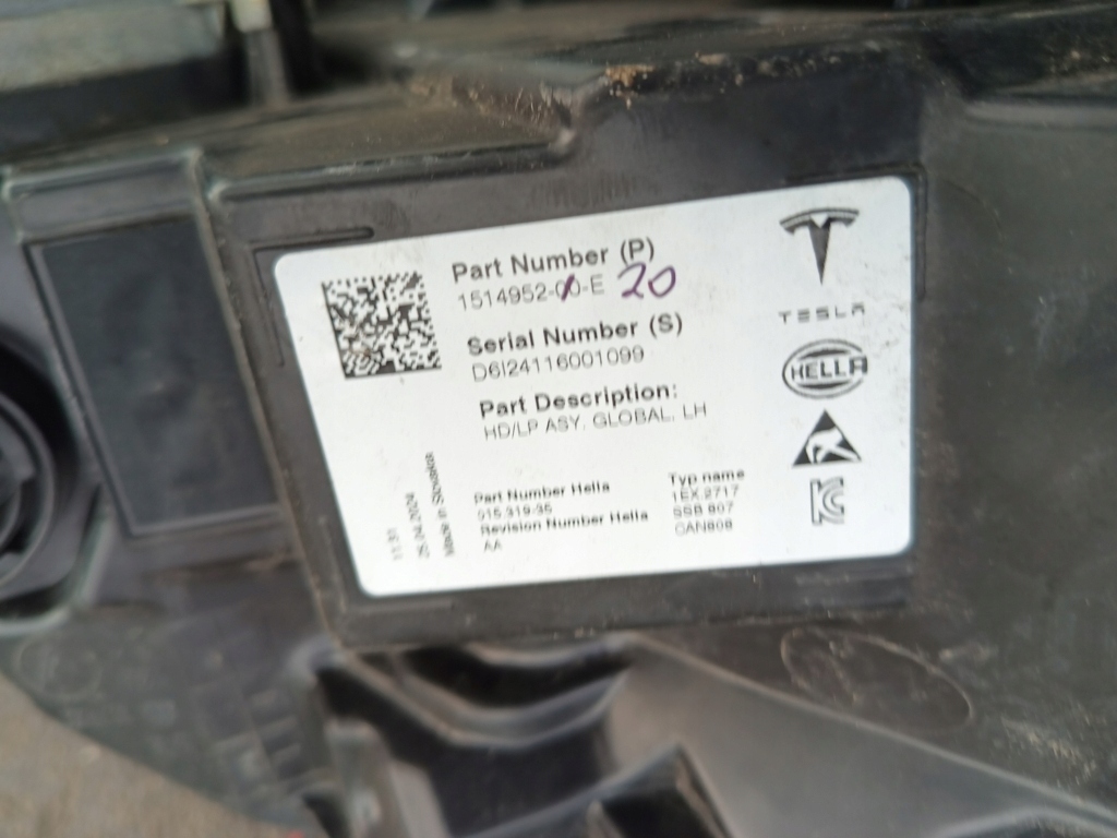 Купить Фара левая перед tesla model 3 y рестайлинг  full led 1514952-00-e европа