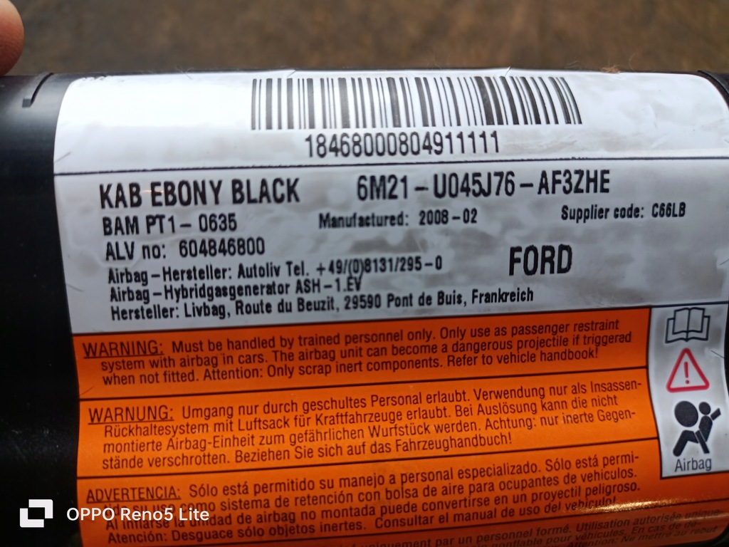 фото №6, S-max galaxy 06-14r подушка колінна колінна подушка безпеки europa оригінал