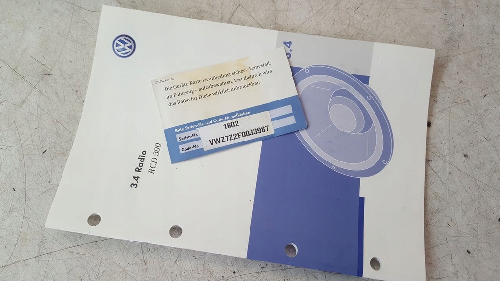 фото №7, Радио kod vw eos 2,0 fsi