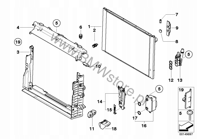 Bmw e60 e61 2.5 бензин рамка корпус корпус модуль радіатор 7548345 7545866 Недорого