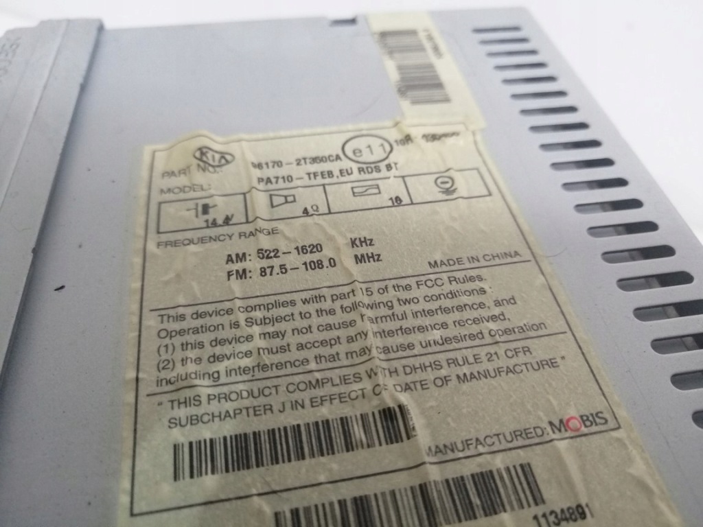 фото №2, Kia optima iii оригинальные радио cd 96170-2t360