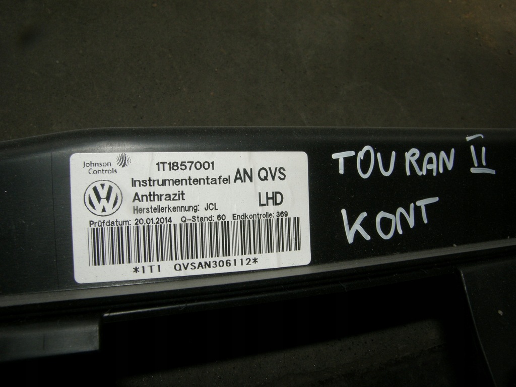 фото №11, Vw touran панель приладів rozdzielczka консоль 1t1857001