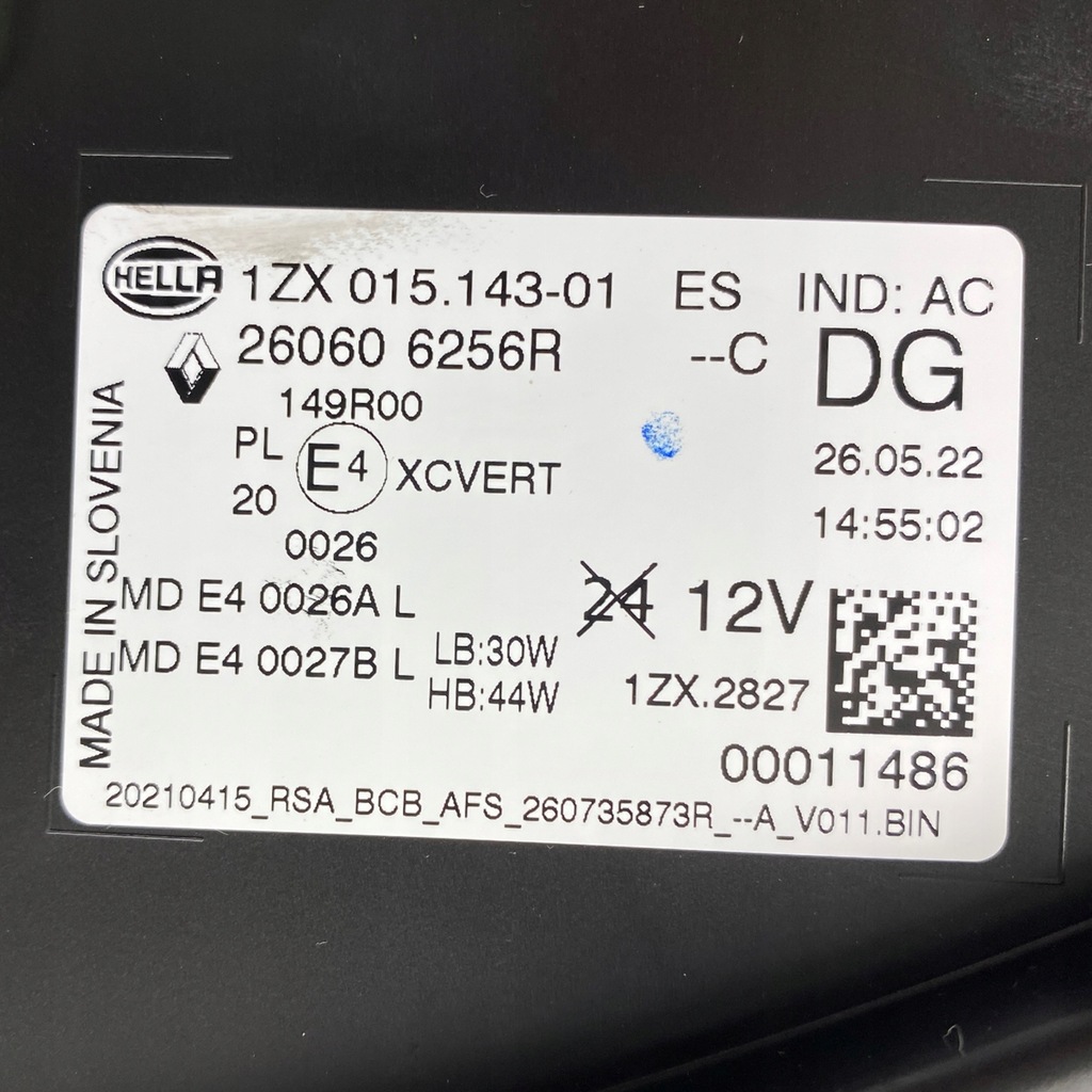фото №14, Nowa оригинальный номер лампа левый перед renault megane e-tech 260606256r