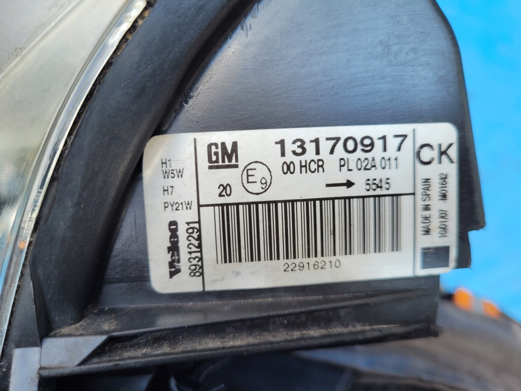 Opel-części | vectra c фара лівий лампа перед європа рестайлінг  13170917 Оригінал