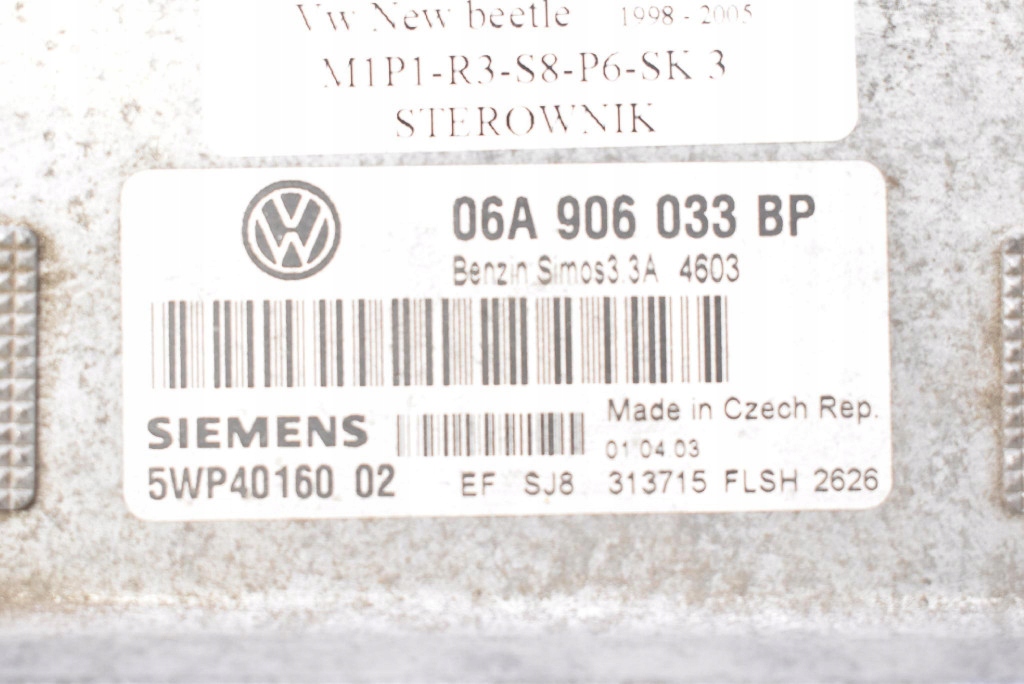 фото №7, Блок керування бортовий комп'ютер двигуна 06a906033bp vw new beetle 1.6 8v 102 km 98-05